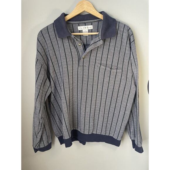 Men’s‎ Size Large Vintage Tribute Collared Sweater navy stripped - Picture 1 of 7